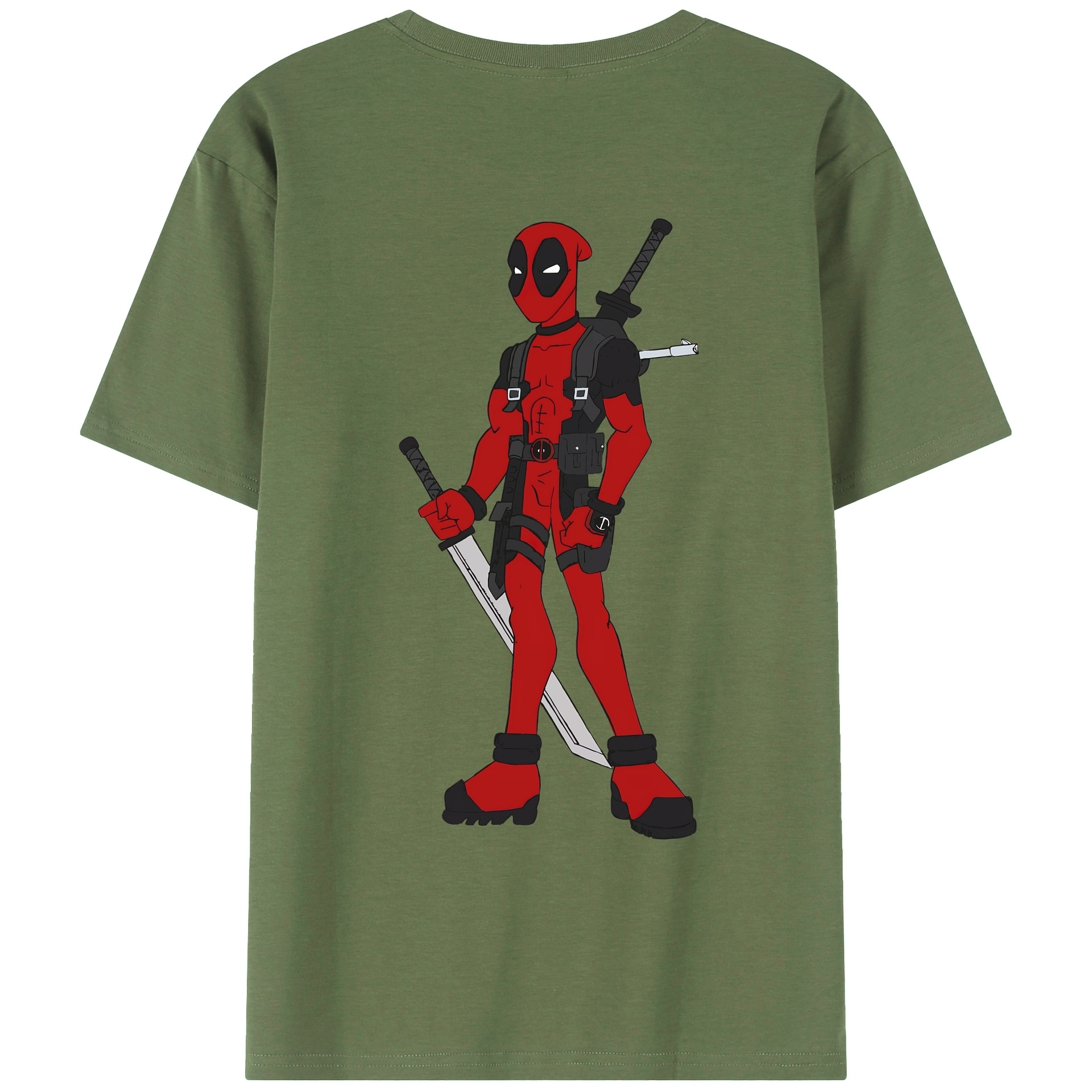 （画像用） Deadpool デッドプール 綿100％ メンズ半袖Tシャツ（バックプリント） 通気性